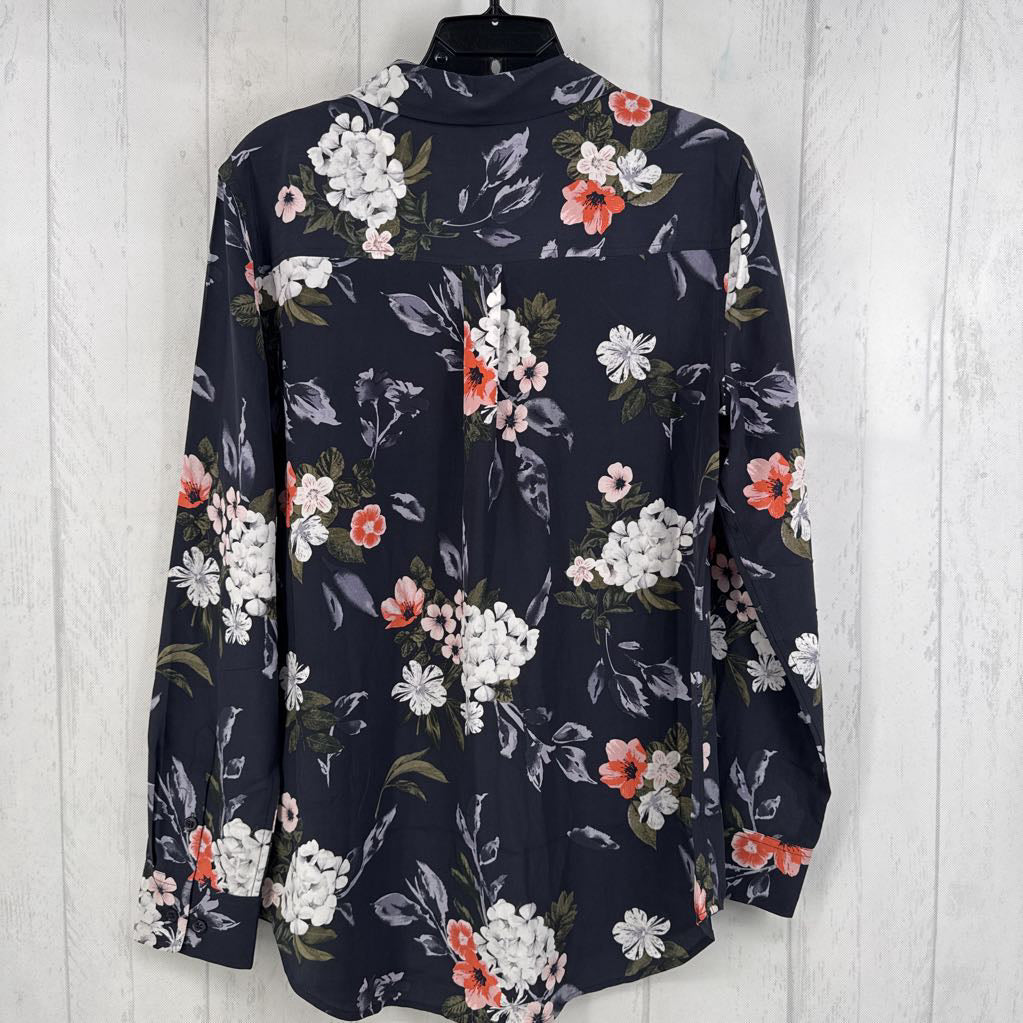 M flo print button down l/s top