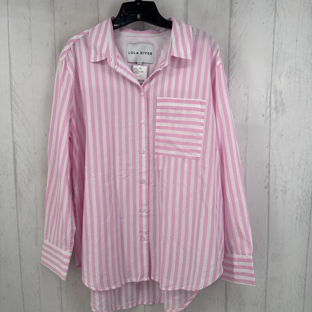 L striped button down l/s top