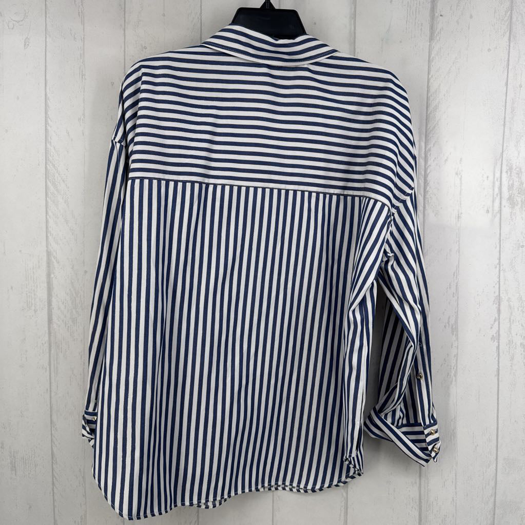 L striped button down l/s top