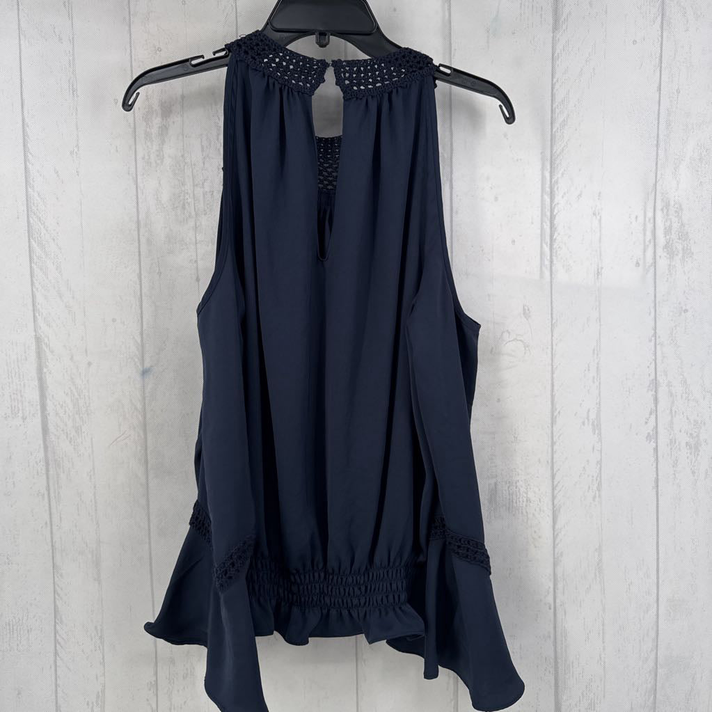 R345 L crochet detail cold shoulder l/s top