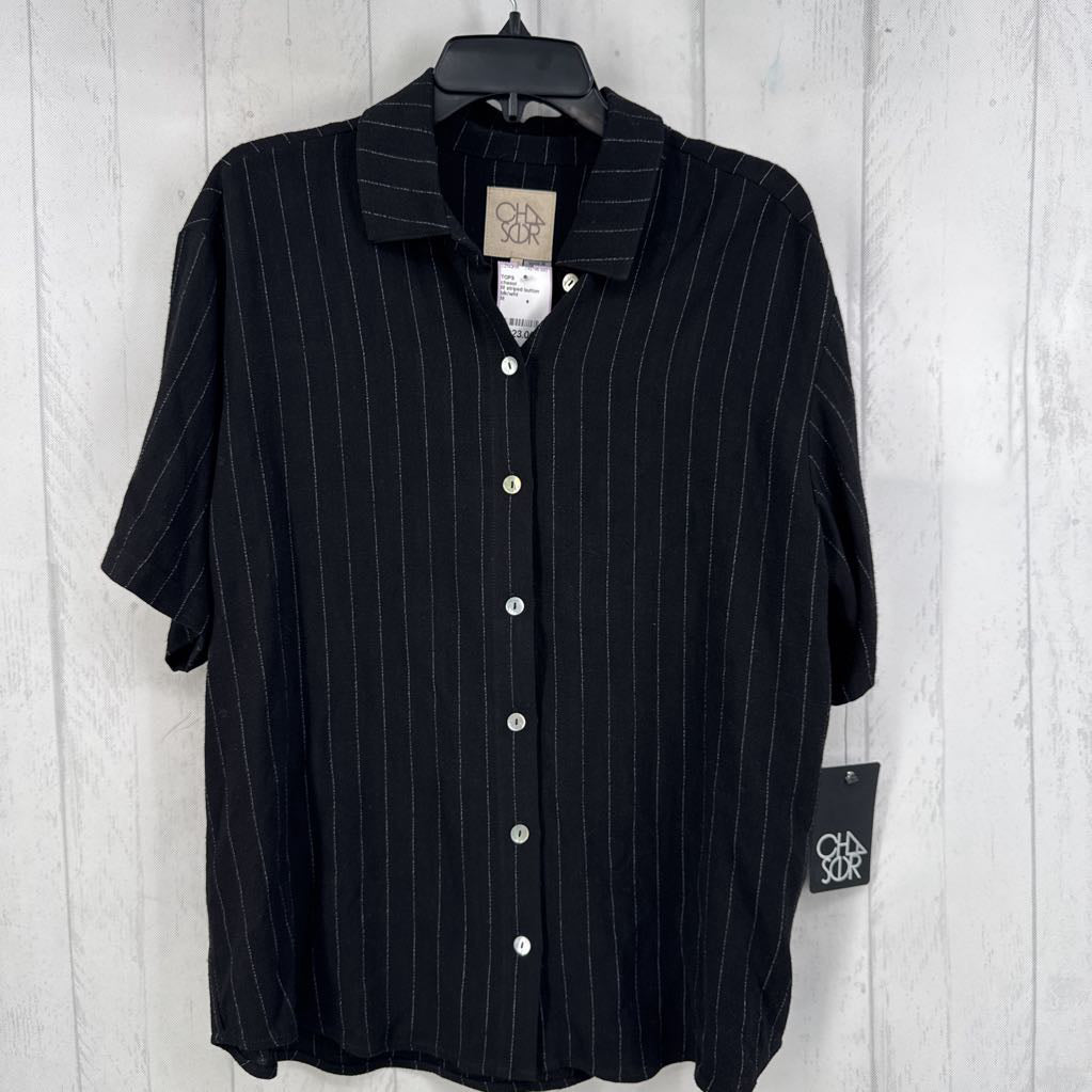 M striped button down s/s top