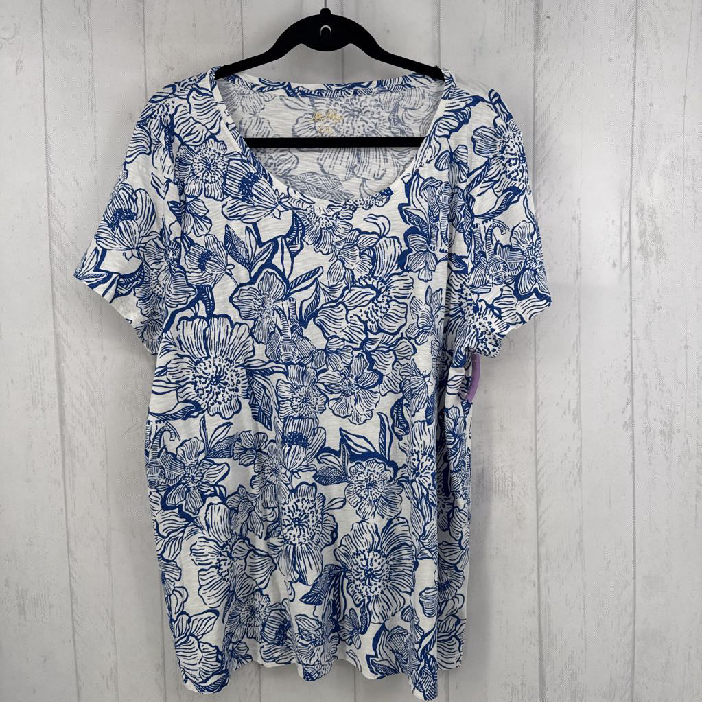 XXL flo print round neck s/s tee