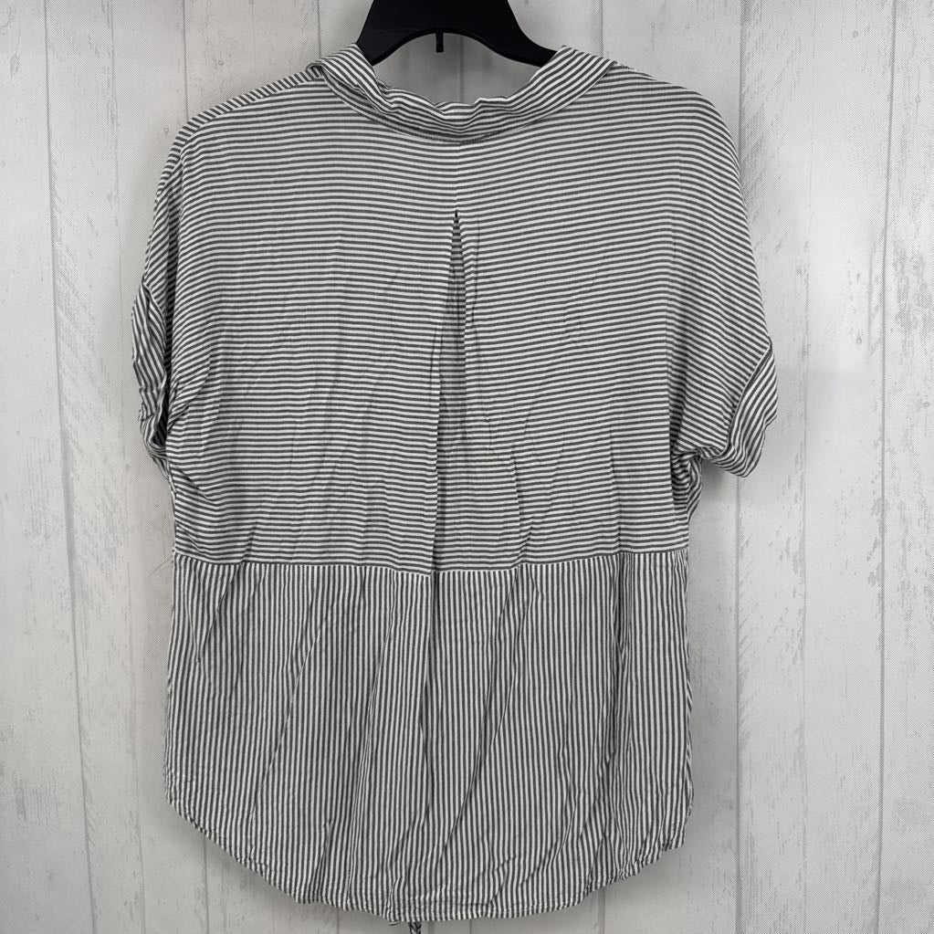 L striped button down s/s top