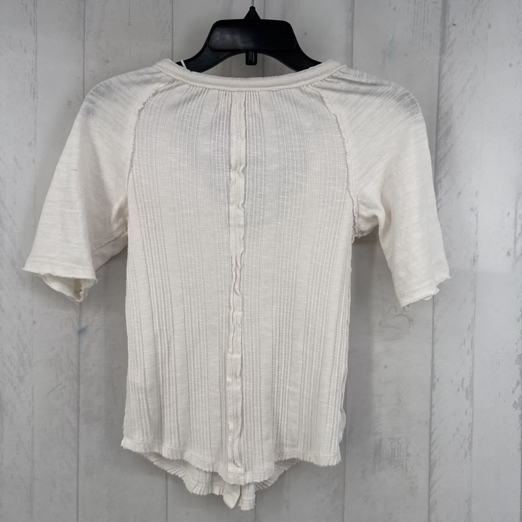 S ribbed button down s/s top