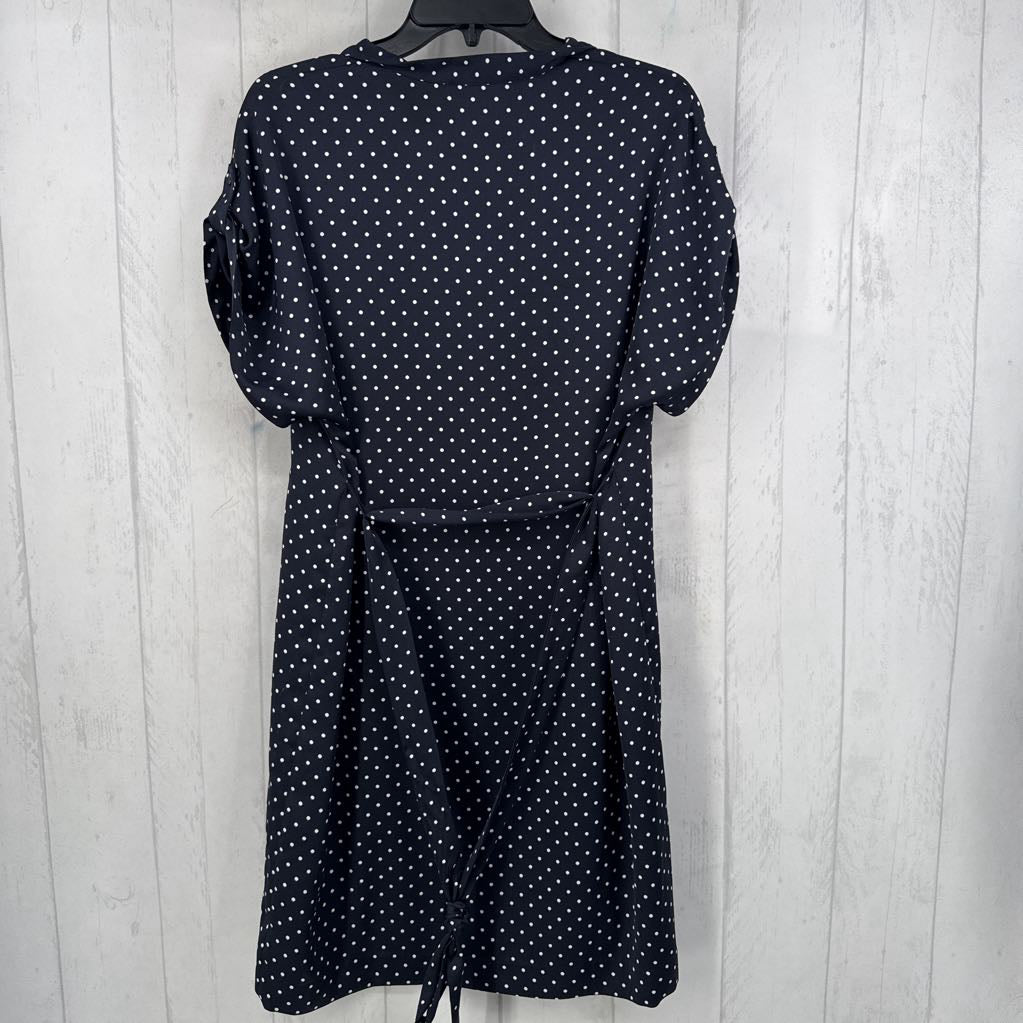 M polka dot split neck s/s dress
