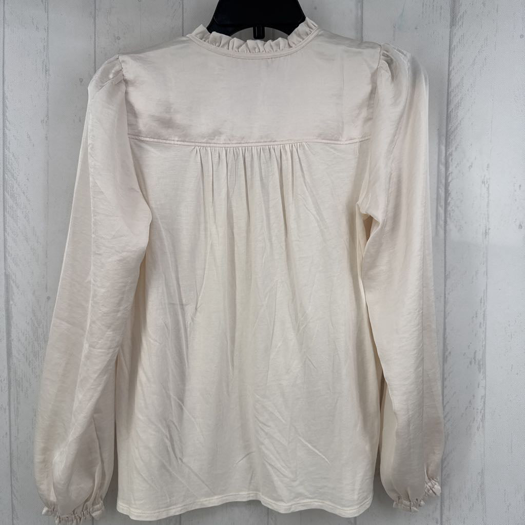 XS silky tie front l/s top