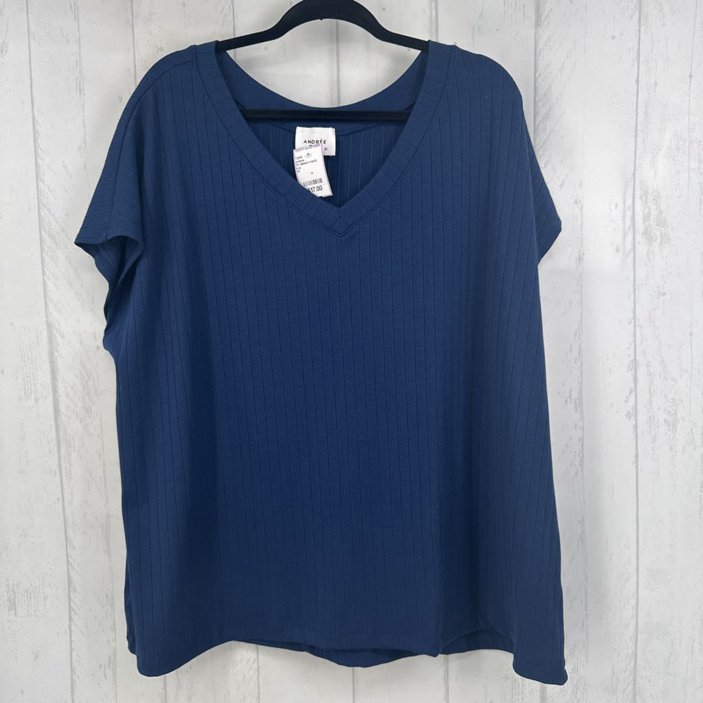1X ribbed v-neck s/s tee