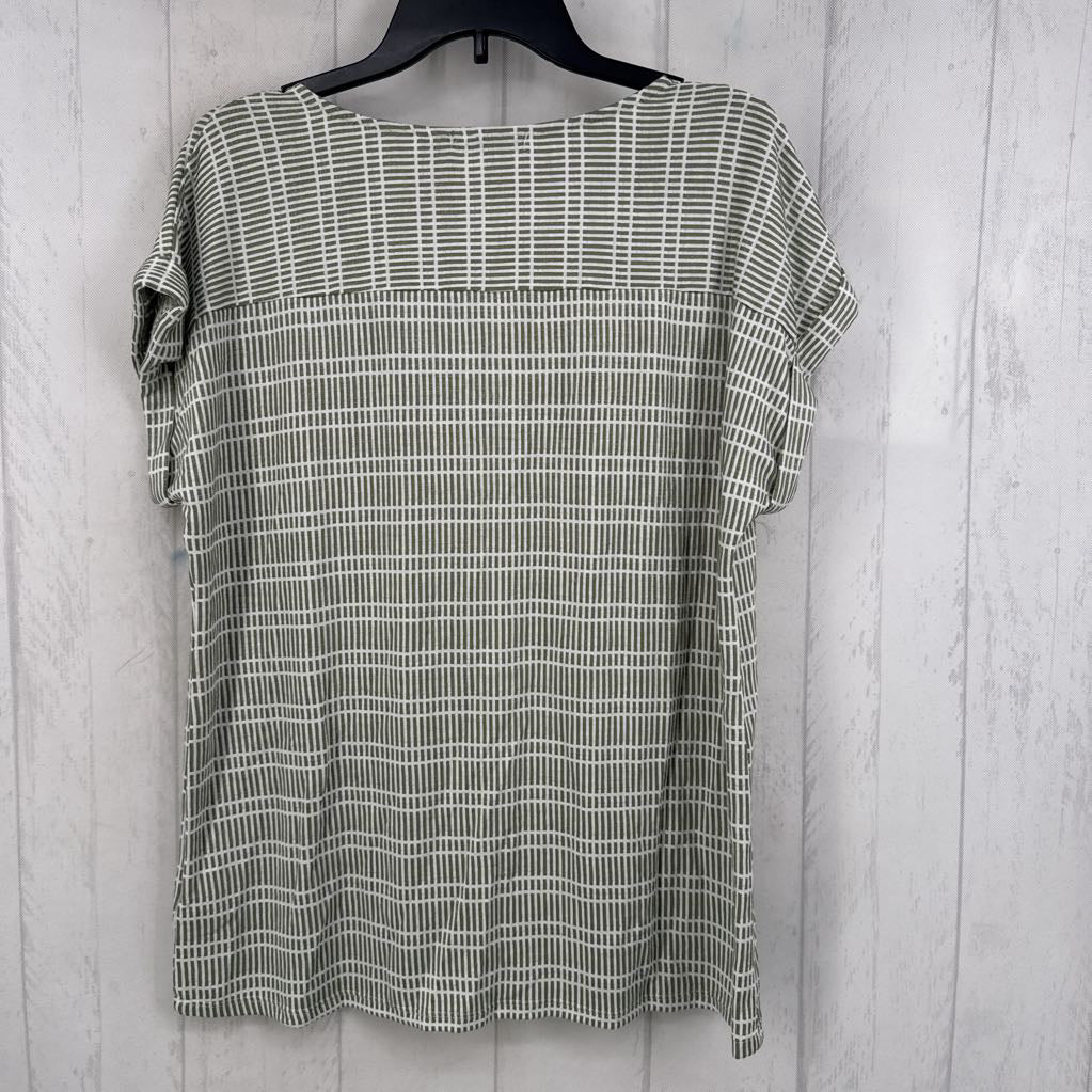 L striped 1/2 button down s/s top