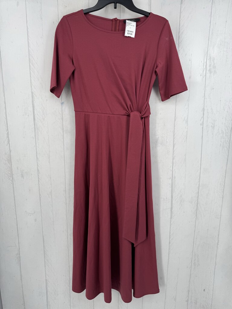 S stretch knit side tie s/s dress