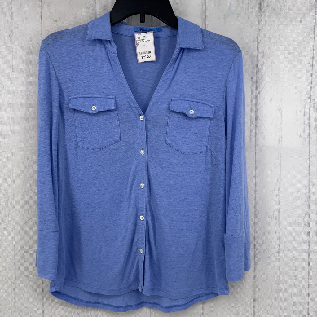 S slub knit button down l/s top