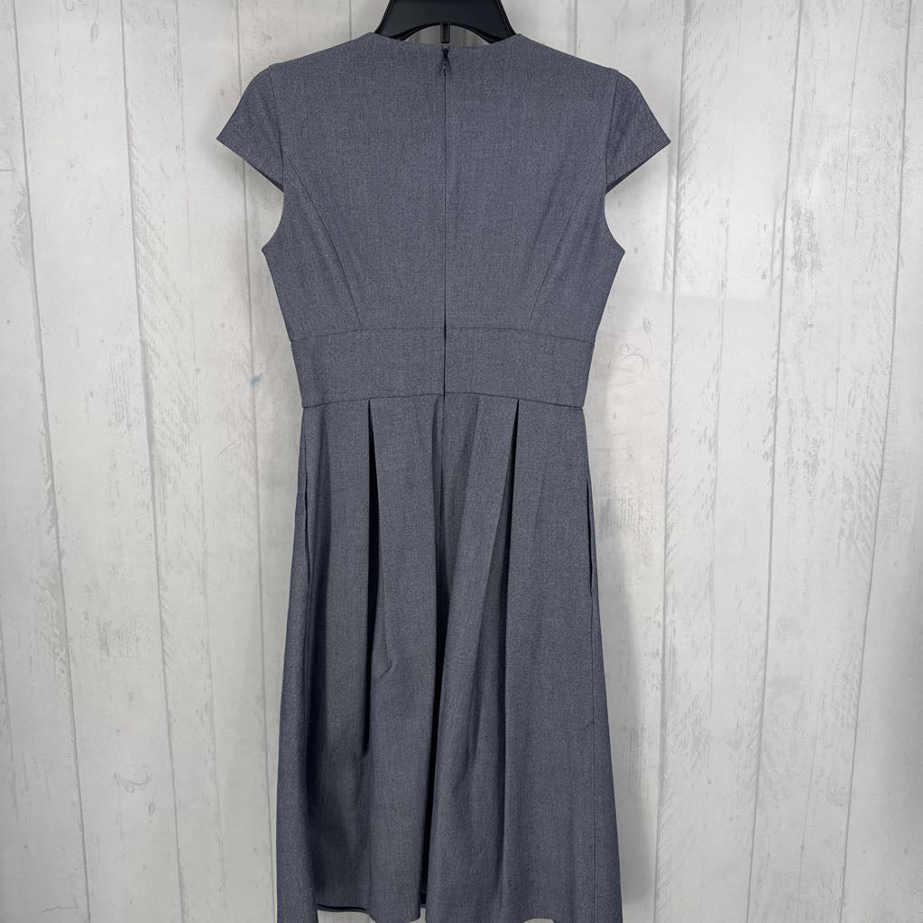 2 chambray pleated cap slv dress
