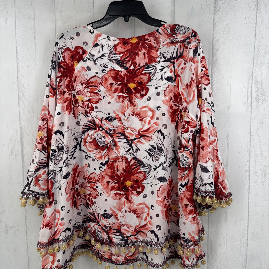 R120 L flo print tie front 3/4 slv tunic