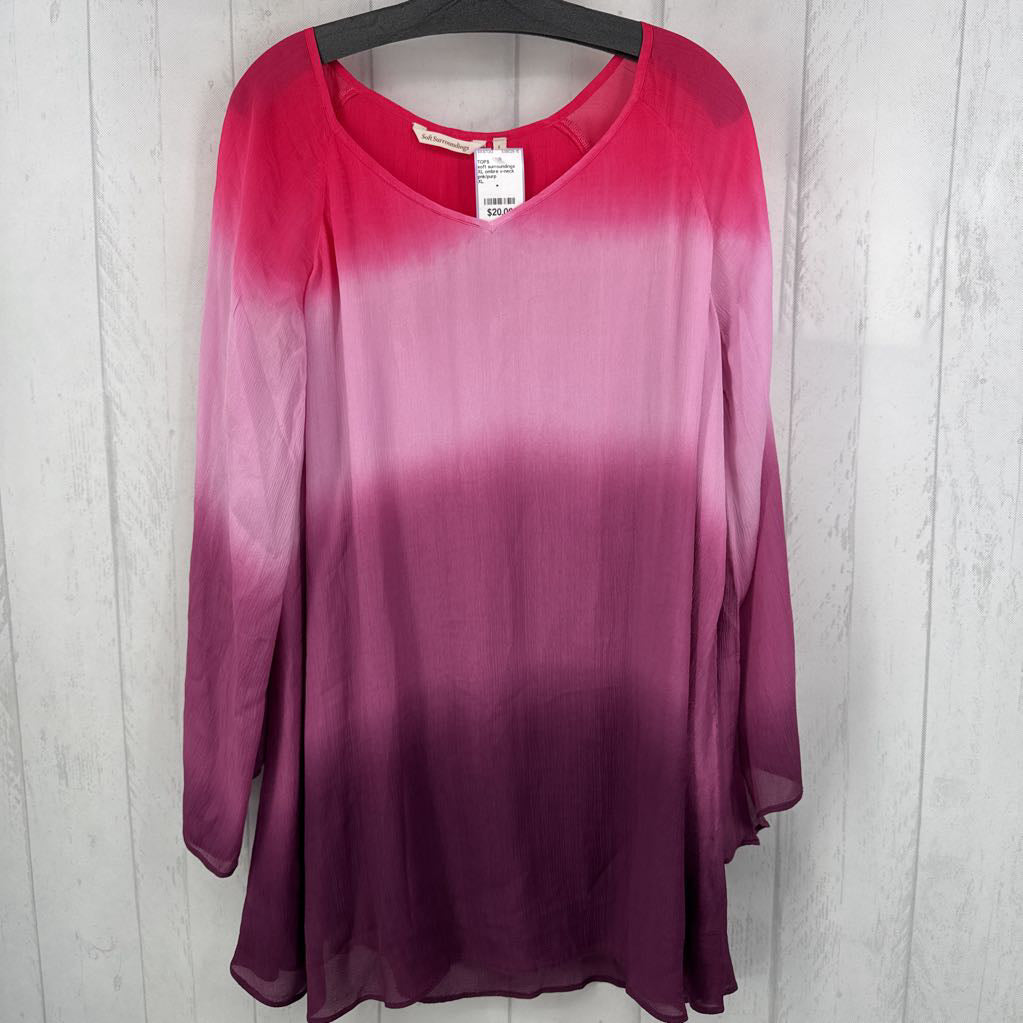 XL ombre v-neck 3/4 slv tunic
