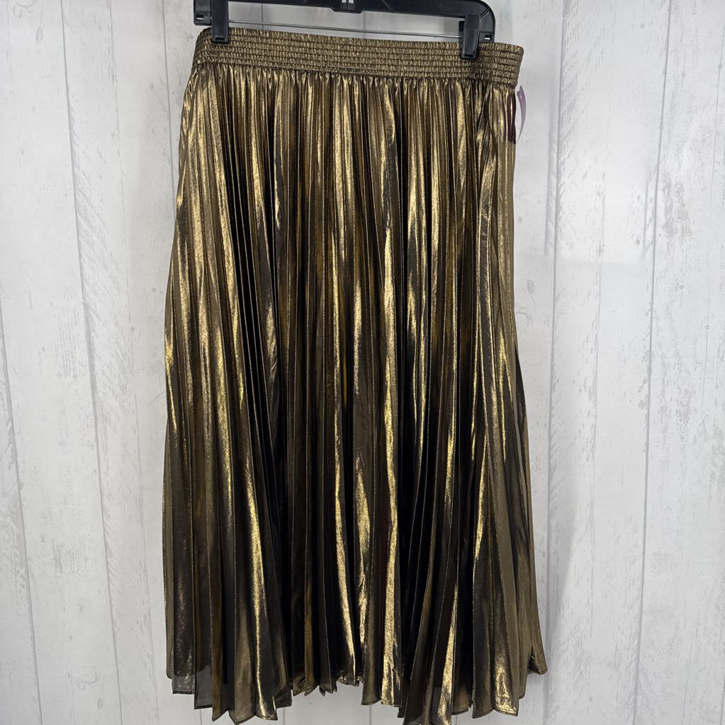 L metallic pleated skirt