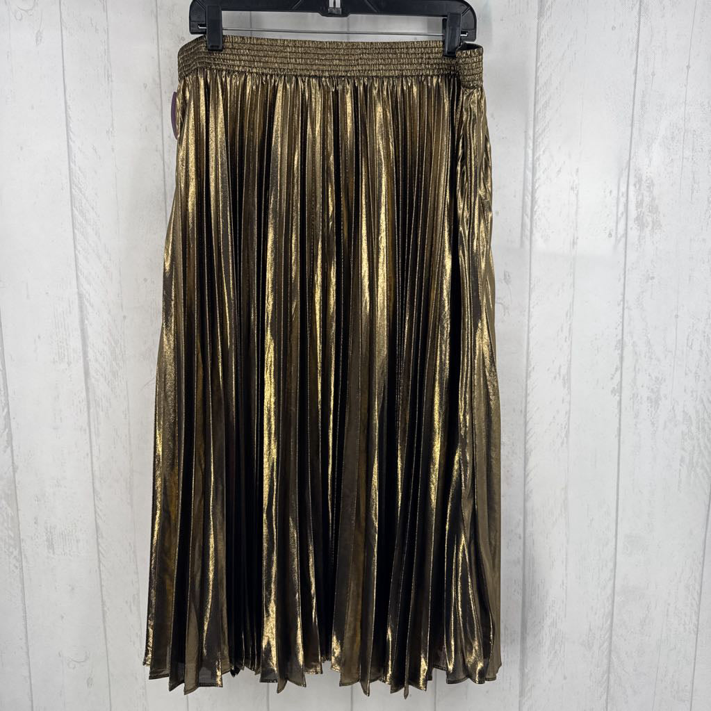 L metallic pleated skirt