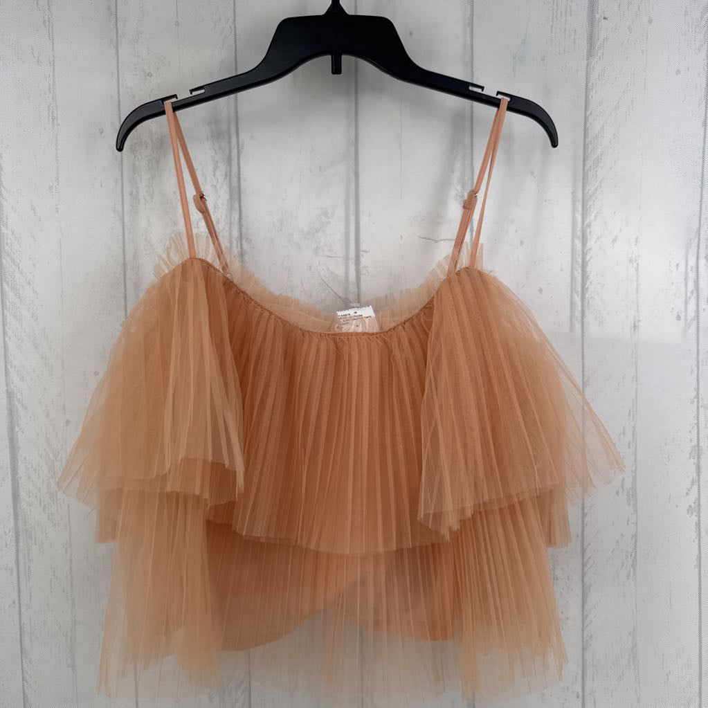 L tulle pleated tank
