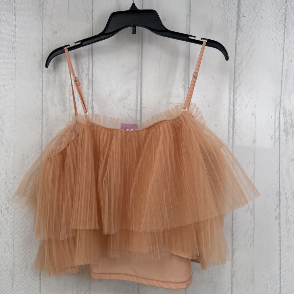 L tulle pleated tank