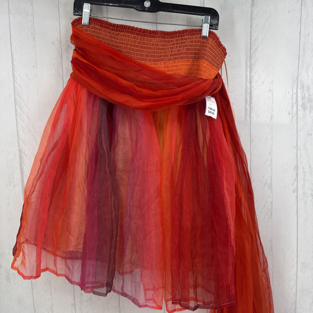 L colorful organza smocked mini dress