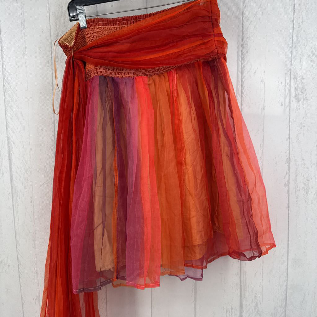 L colorful organza smocked mini dress