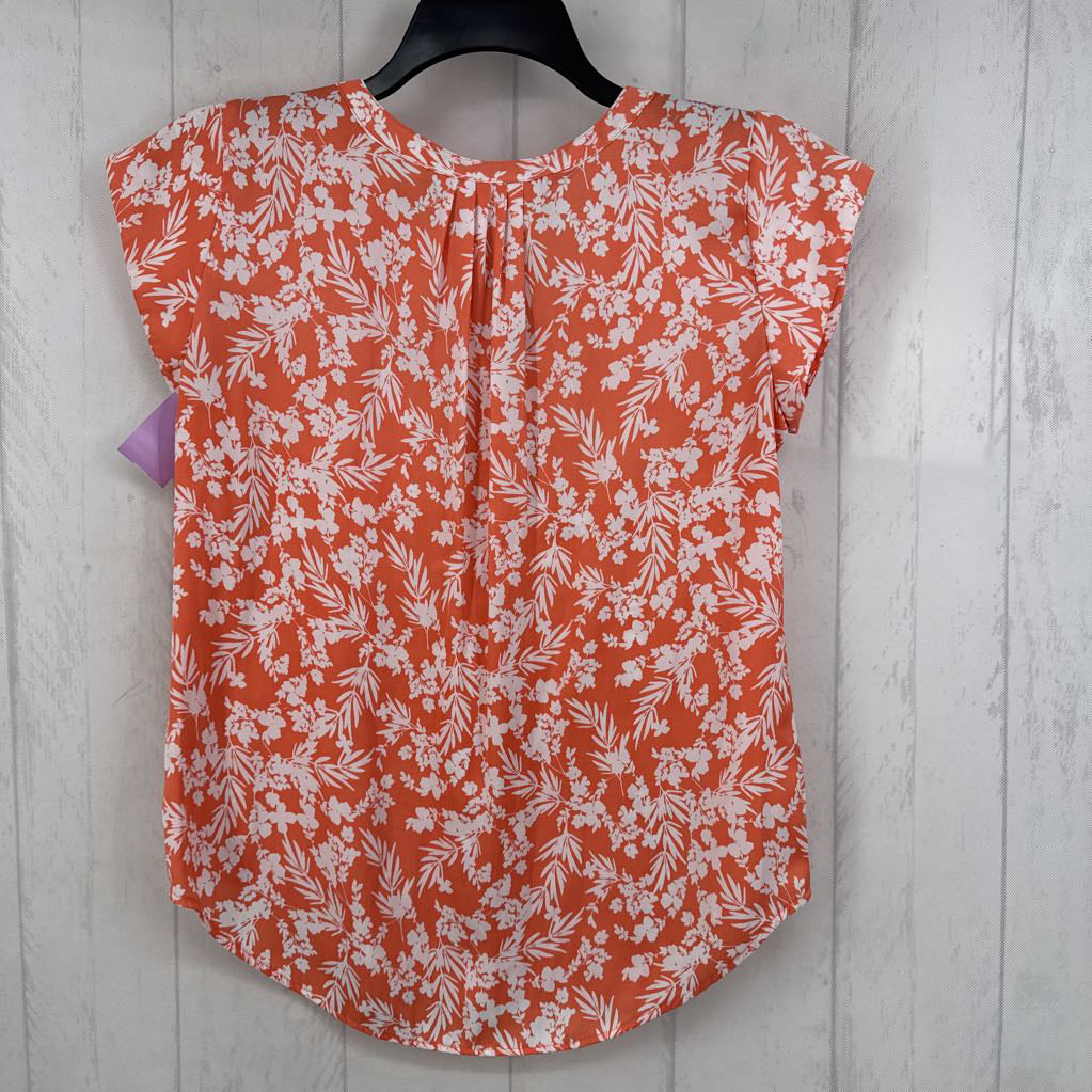 M flo print split neck s/s top