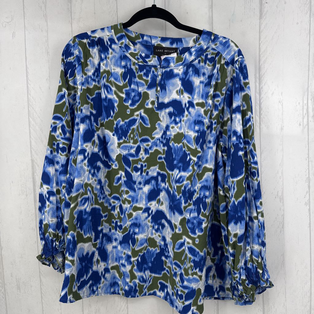 16 printed notch neck l/s top