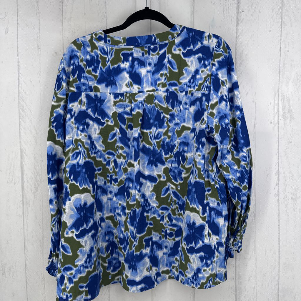 16 printed notch neck l/s top