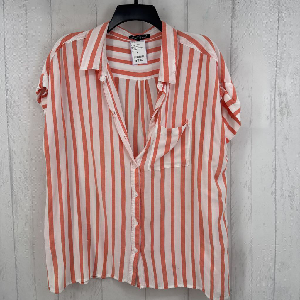XL striped button down s/s top