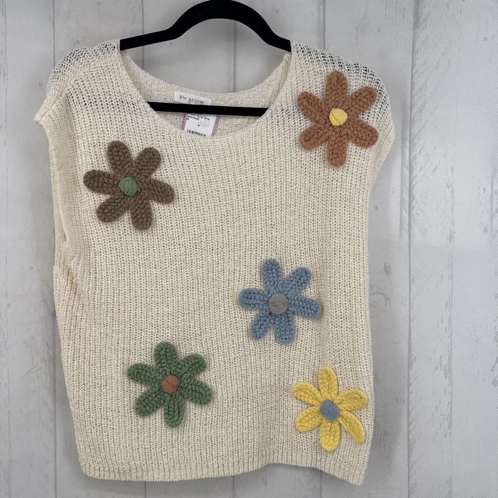 M knit floral slvls top