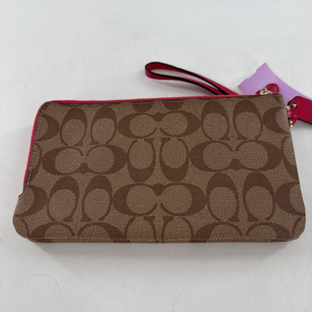 double zip signature wristlet