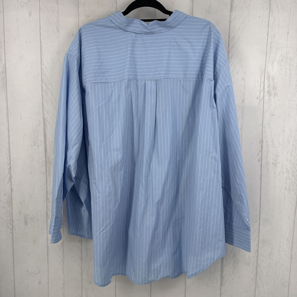 R34 1X pearl embelished striped button down l/s top