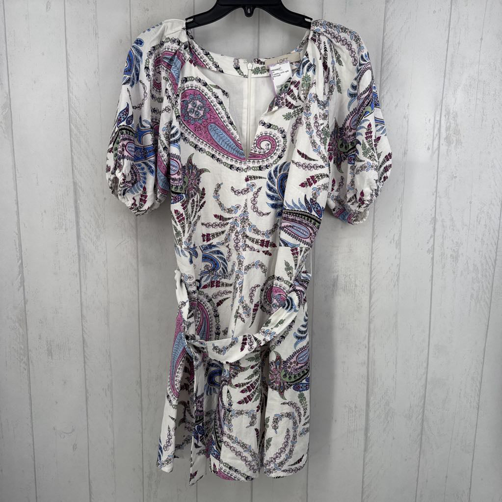 6 paisley print split neck s/s dress