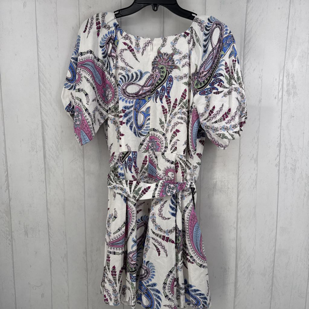 6 paisley print split neck s/s dress