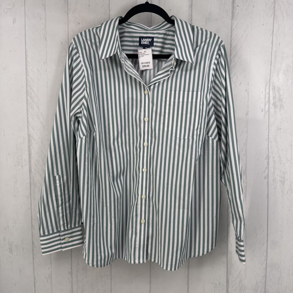 1X striped button down l/s top