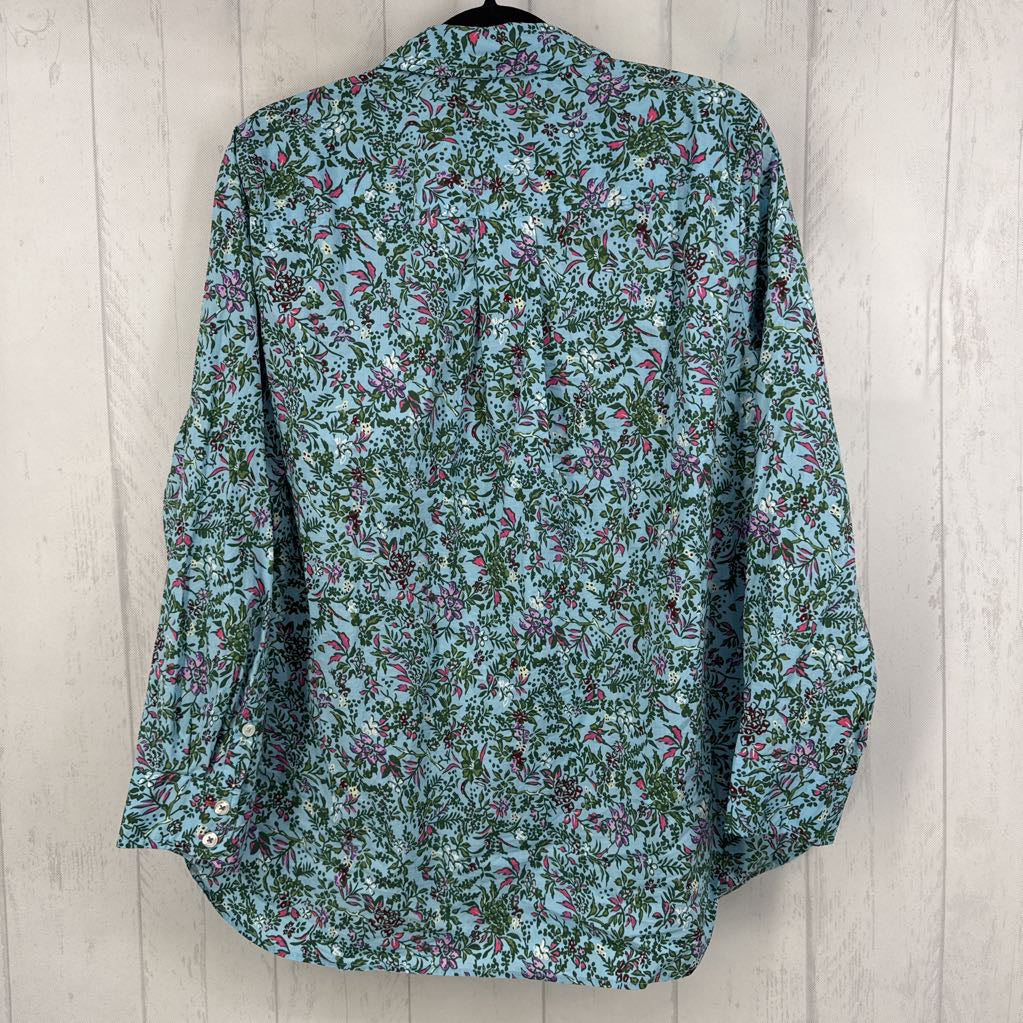 1X flo print button down l/s top