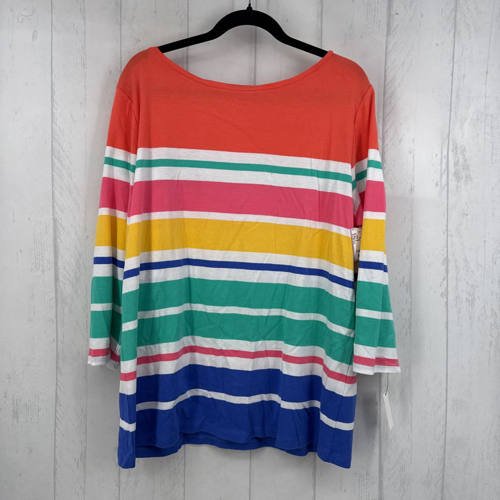 R50 2X striped 3/4 slv tee