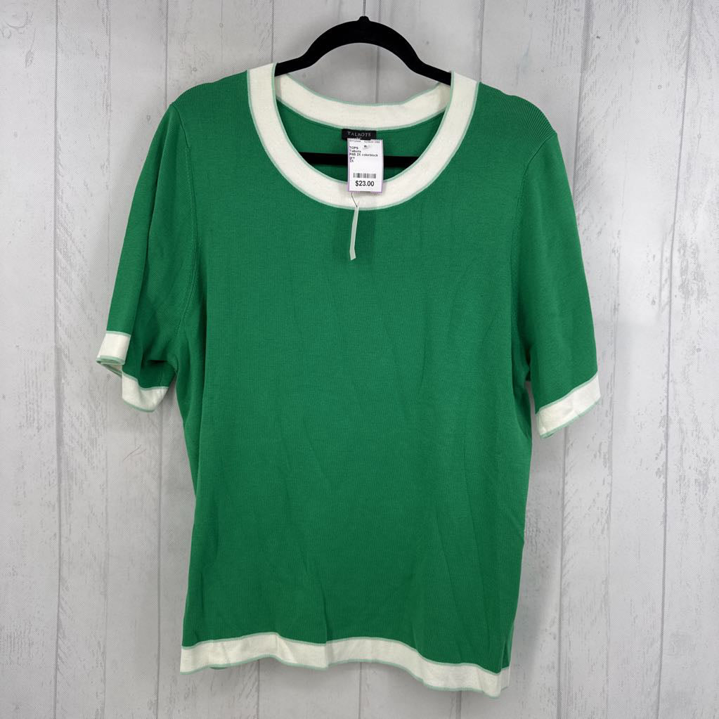 R65 2X colorblock s/s knit top