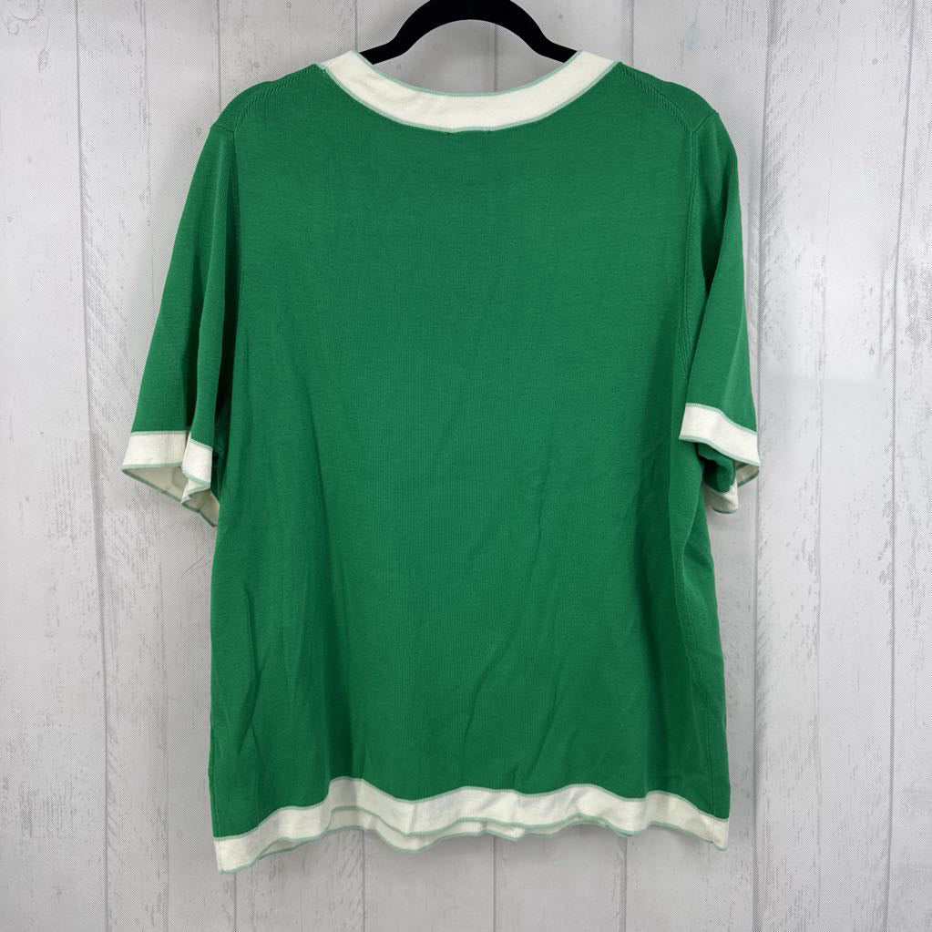 R65 2X colorblock s/s knit top