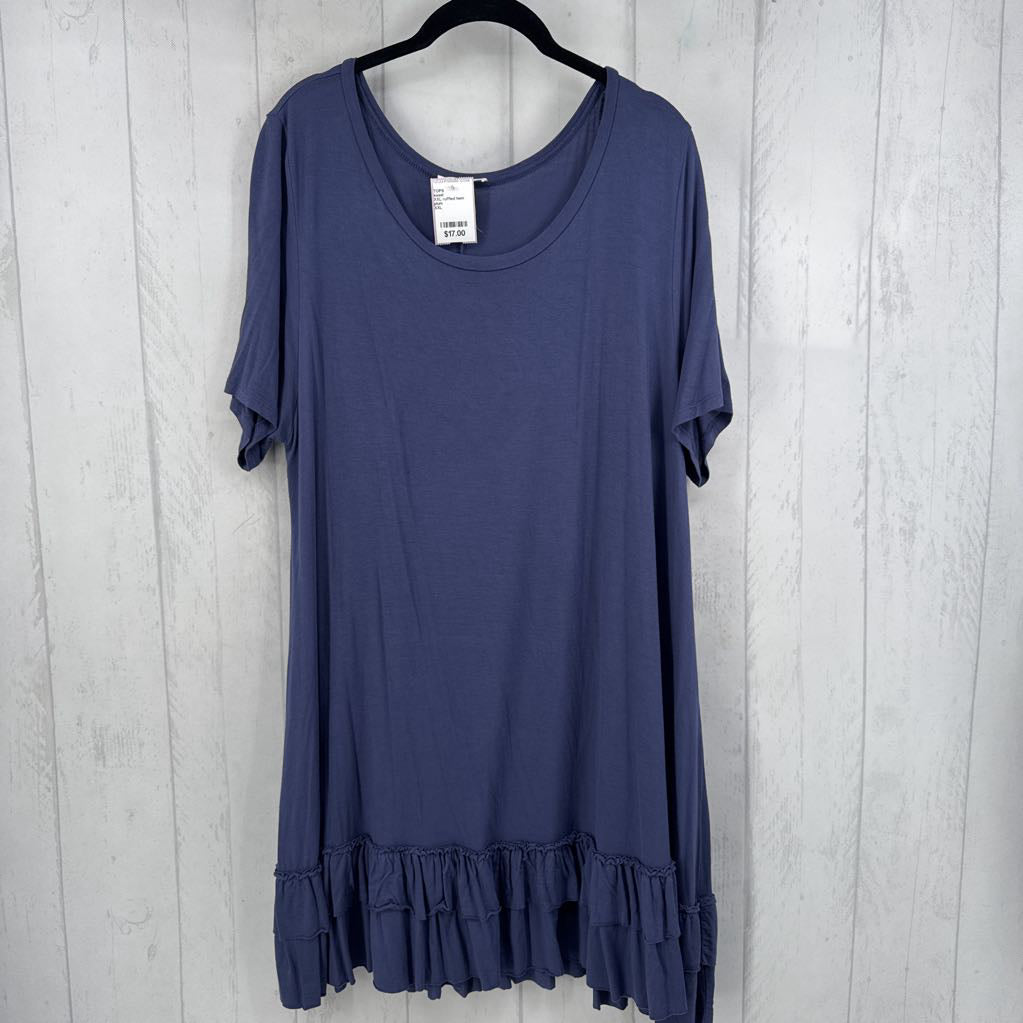 XXL ruffled hem s/s top