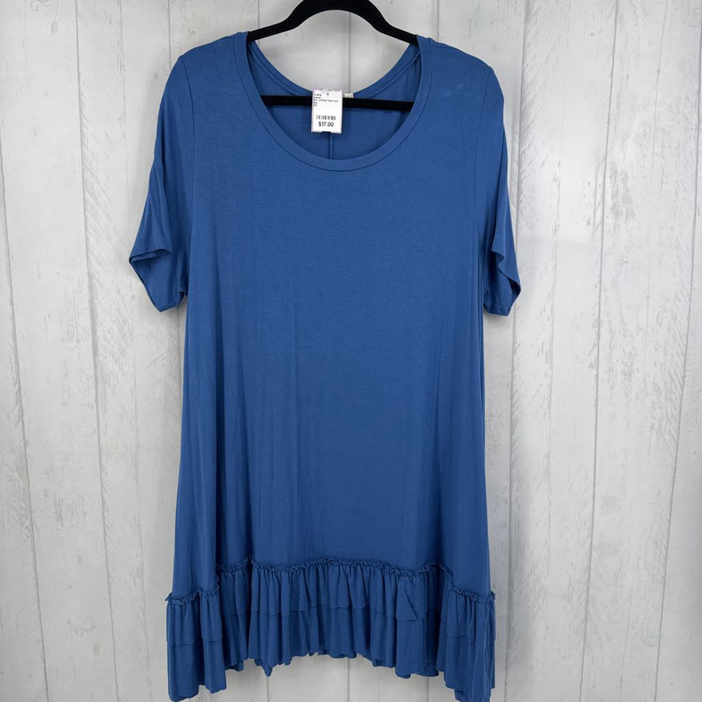 3X ruffled hem s/s top