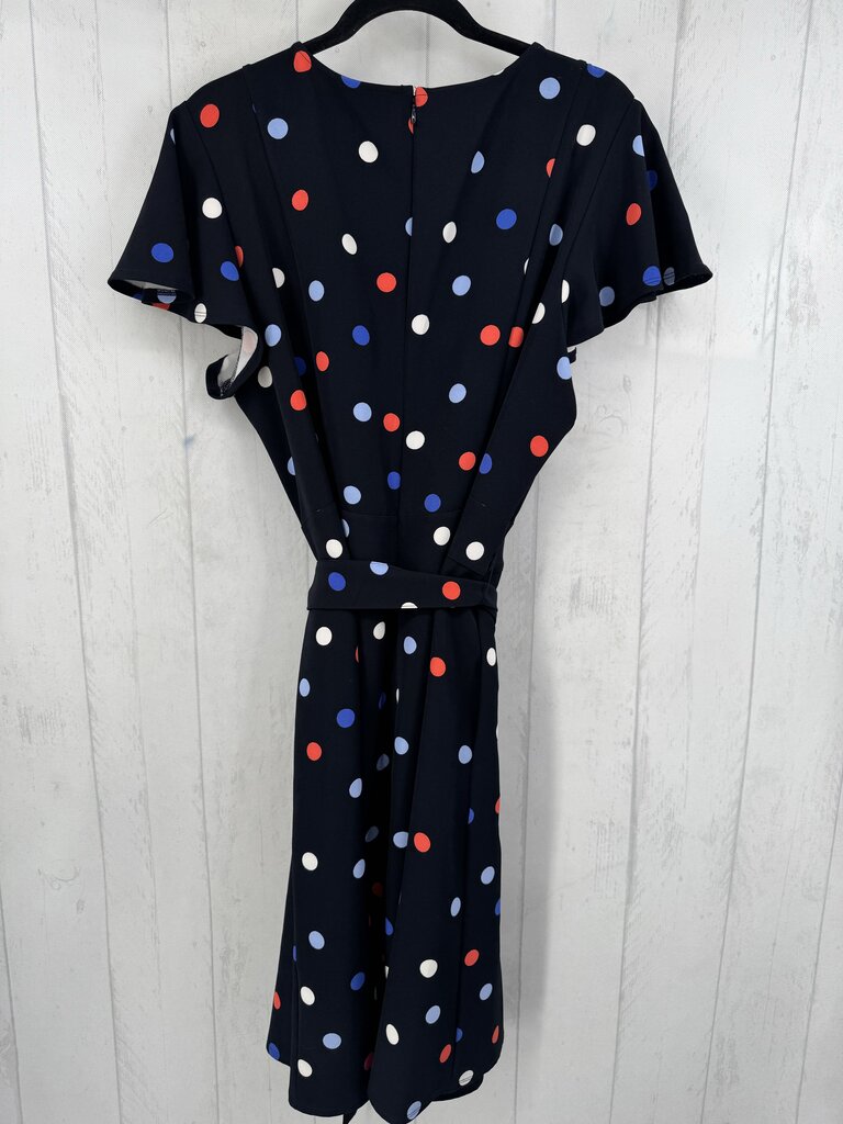 20 polka dot belted flutter slv dress