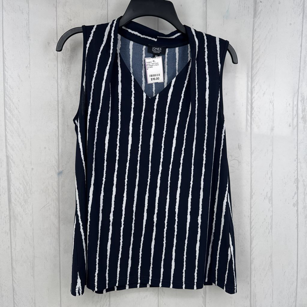 M striped v-neck tank