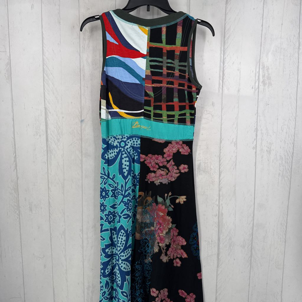 M mixed print v-neck slvls dress
