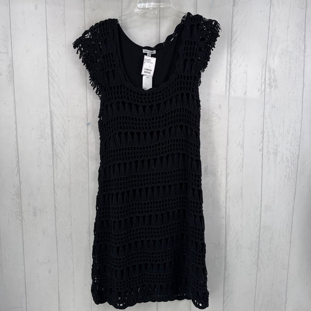 L crochet scoop neck slvls dress