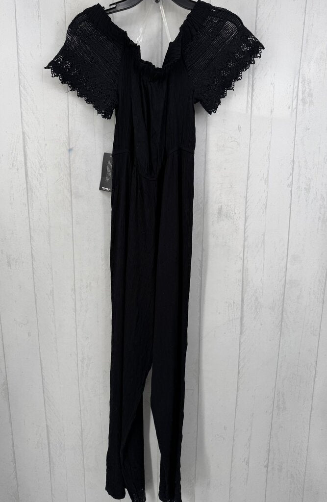 L smocked elastic waist s/s jumpsuit