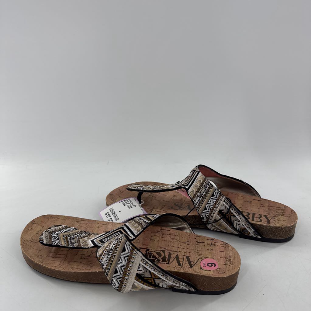 R28 9 tribal embroidered thong sandals