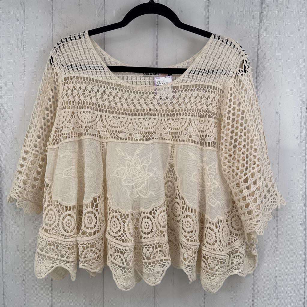 free/size crochet 3/4 slv top