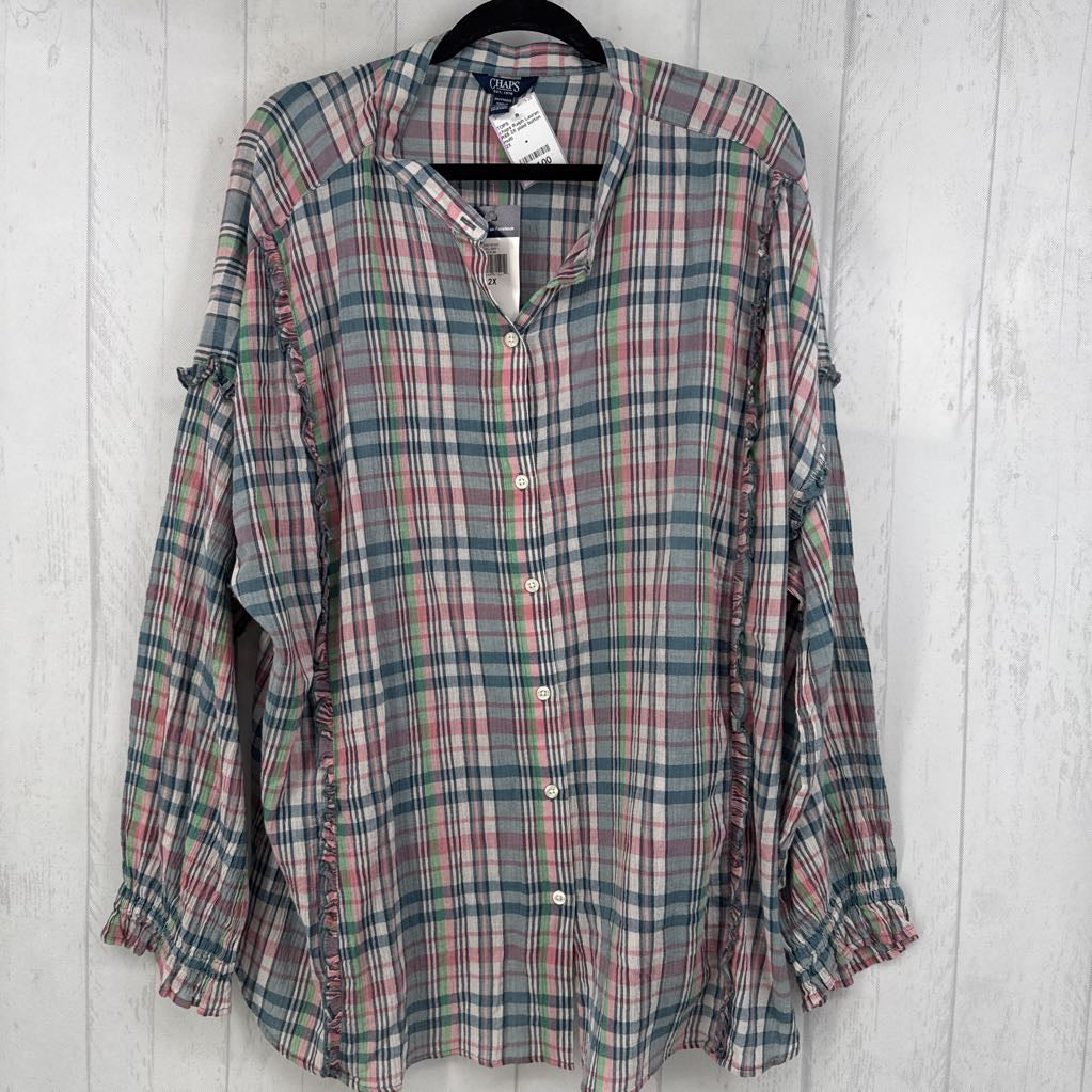 R65 2X plaid button down l/s top