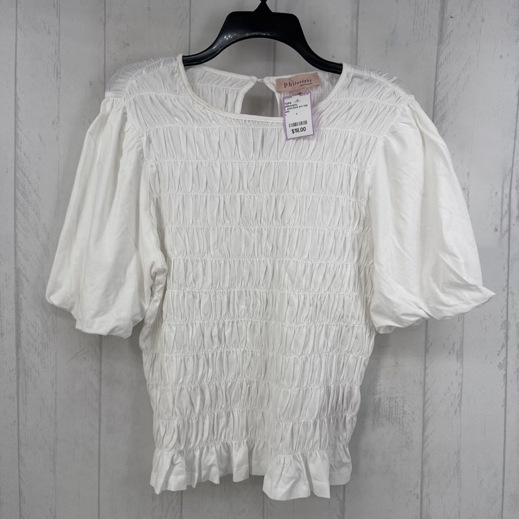 L smocked s/s top