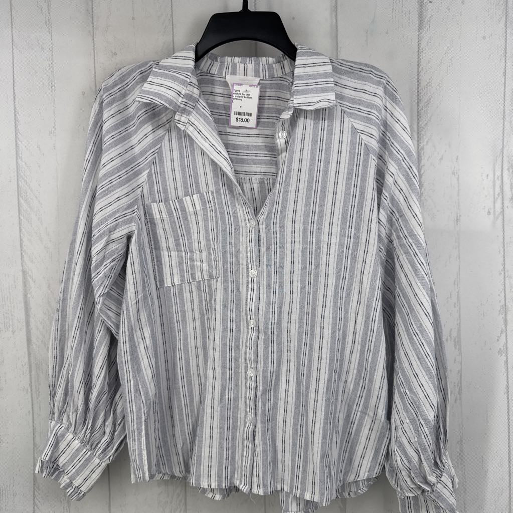 L striped button down l/s top