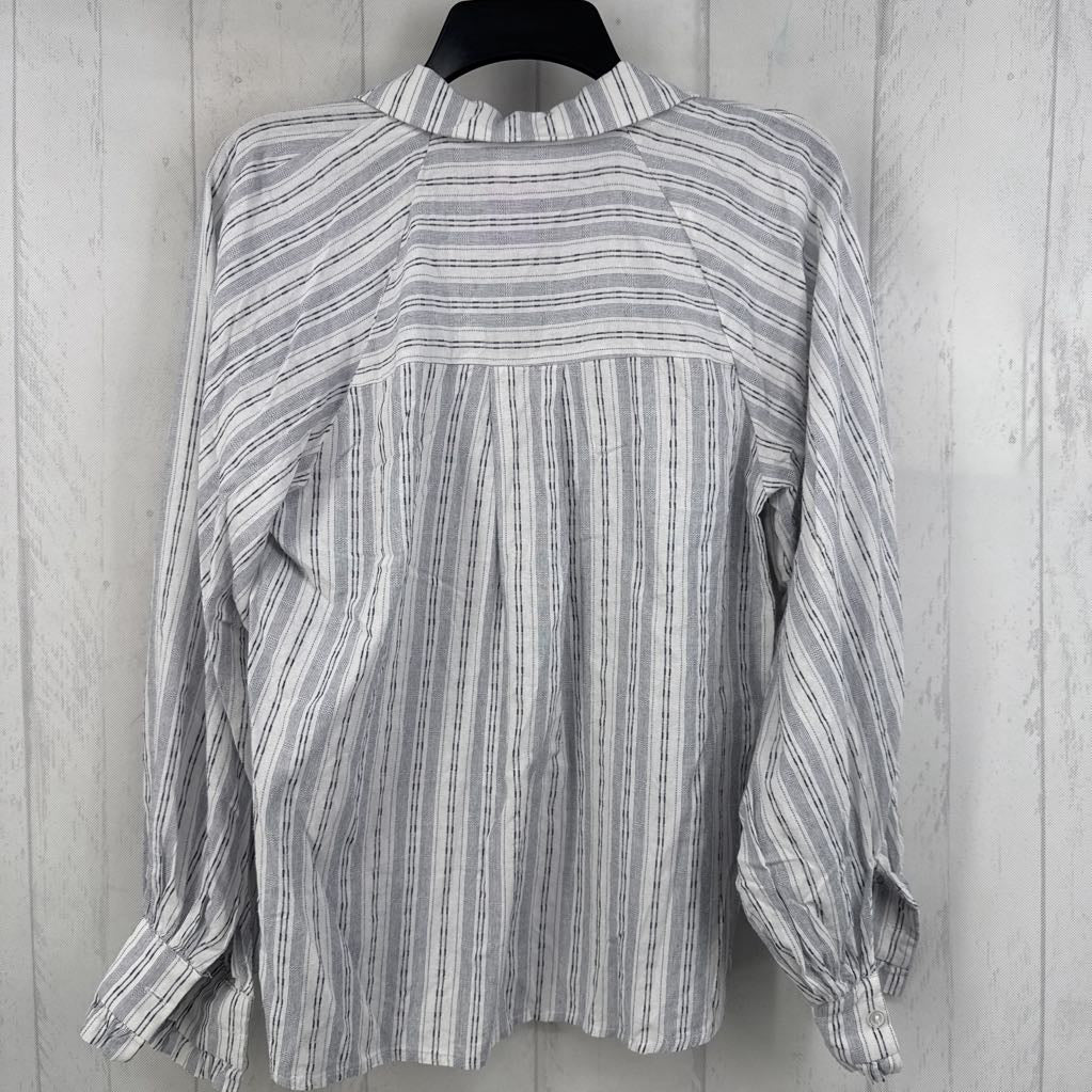 L striped button down l/s top